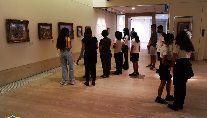 Students of French visit the Paris collection at the Leventis Gallery